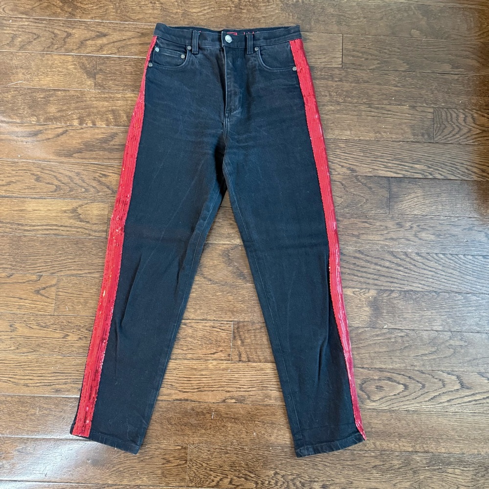 Tommy Hilfiger Women's Jeans in Black with Red Details
